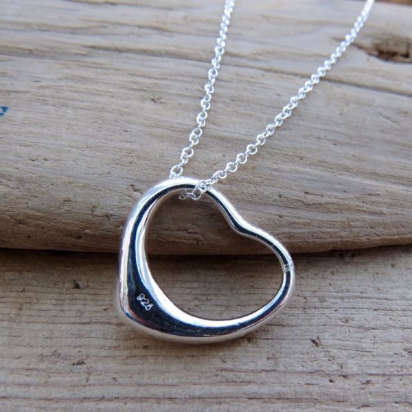 Sterling Silver Open Heart Necklace